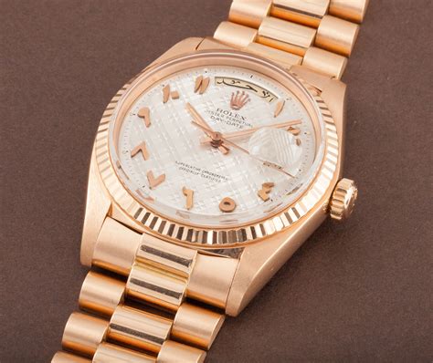 swiss rolex rose gold white dial arabic numerals sized|rolex arabic numerals.